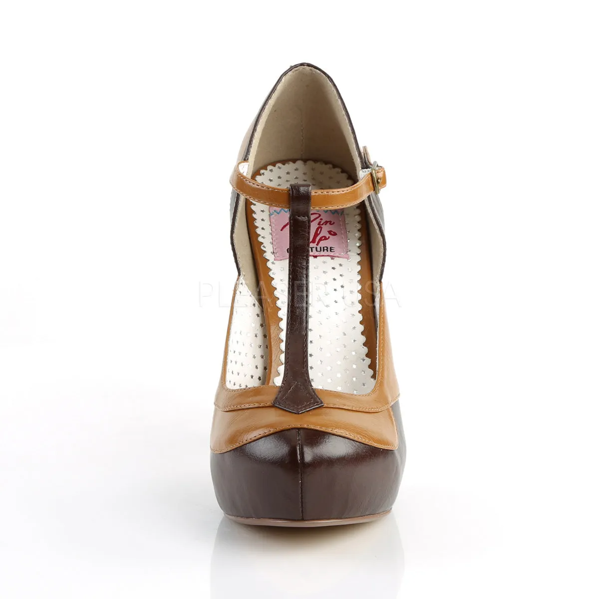 BETTIE-29  Dark Brown-Maple Faux Leather