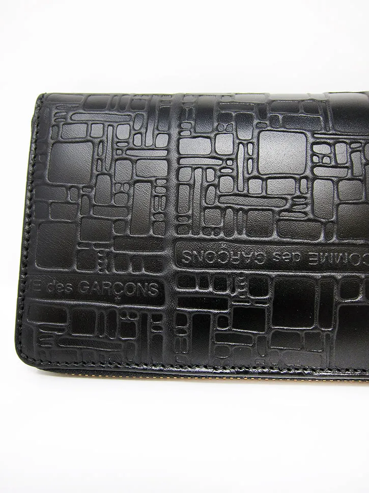 Comme des Garçons Embossed Logotype, Large Zip Wallet, Black