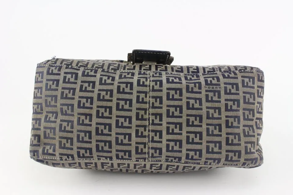 Fendi Mini Zucca Navy Blue Zucchino Canvas Mama Forever Bag 1130f12