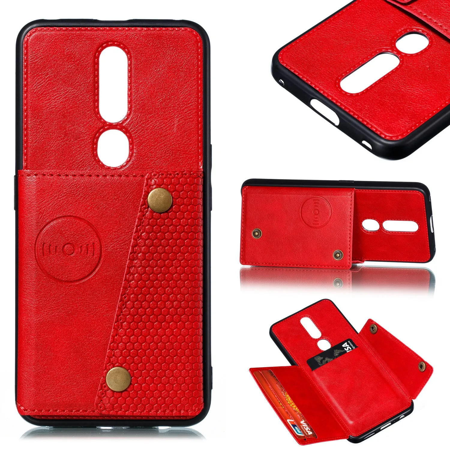 For OPPO F11 pro PU Leather Flip Stand Shockproof Cell Phone Cover Double Buckle Anti-dust Case With Card Slots Pocket gray