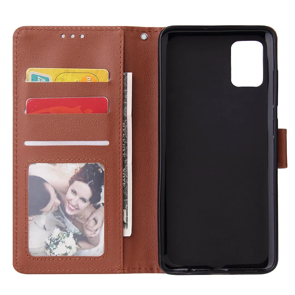 For Samsung A71 Phone Case PU Leather Shell All-round Protection Precise Cutout Wallet Design Cellphone Cover  Red