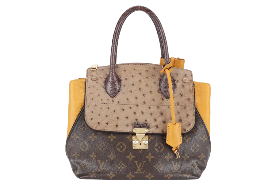 LOUIS VUITTON MAJESTUEUX PM BAG (MONOGRAM x OSTRICH x LIZARD) WITH DUST COVER