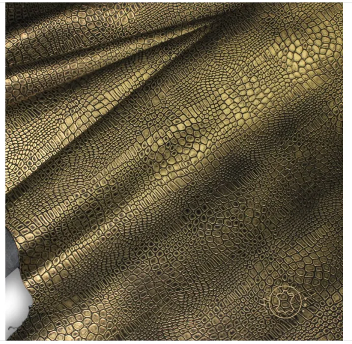 Reptile Embossed Leather GOLD : Leather 3 .5- 4.0 oz. | 1.4 - 1.6 mm - Leather for Projects - Caiman Embossed