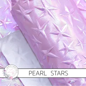 SALE ⋅ Pearl  Stars ⋅ Embossed Pink Textured Star Faux Leather Craft Fabric Sheets