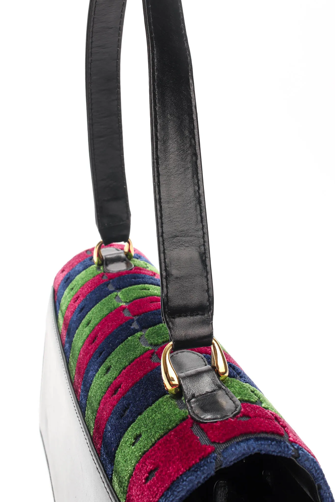 Velvet Stripe Accordion Leather Bag