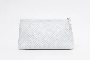 Vesper Makeup Case/White Snakeskin Embossed