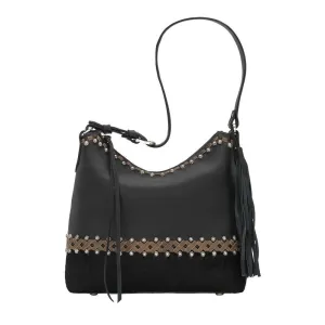 Wild Horses Zip-Top Shoulder Bag w/ Hair-On Hide